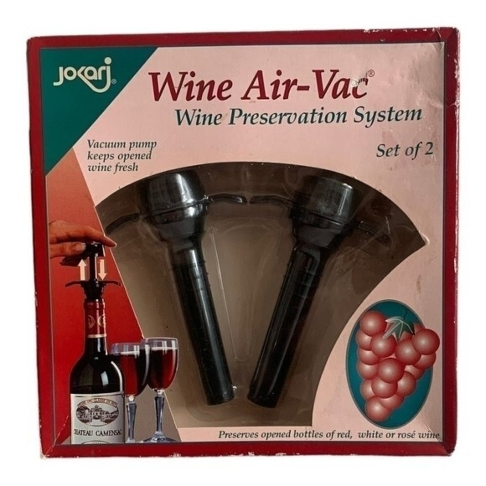 Vintage Jokari Air Vac Wine Pump Preservation System Twin Pack Black NIB